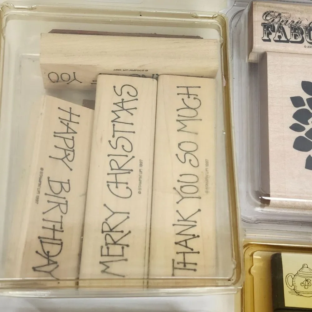 Stampin Up Wood Mounted Rubber Stamps Lot 6 Sets Vintage Celestial Floral Craft